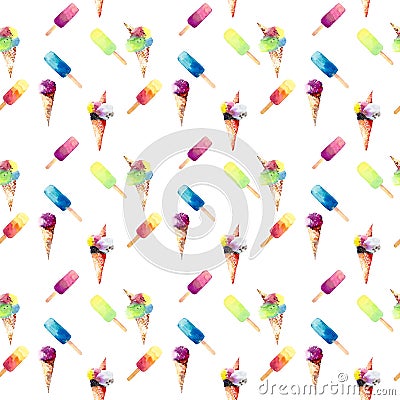 Beautiful bright colorful delicious tasty yummy cute lovely summer dessert frozen juice and ice cream in horn Stock Photo