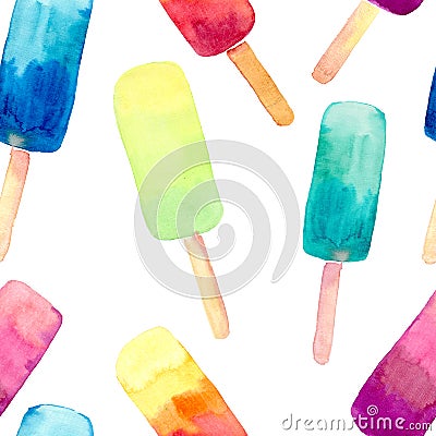 Beautiful bright delicious tasty chocolate yummy summer dessert ice cream in a waffle horn and colorful frozen juice cute frame Cartoon Illustration