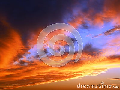 Beautiful bright evening sunset heavenly heights Stock Photo