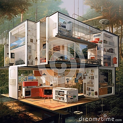 The interior of the house of the future Stock Photo