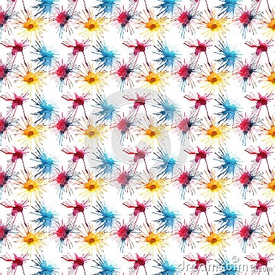 Beautiful bright lovely graphic artistic abstract red yellow blue green purple blots pattern watercolor Stock Photo