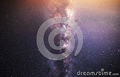 Beautiful bright milky way galaxy on the dark sttary sky. Space, astronomical background Stock Photo