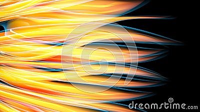 Beautiful bright motley yellow orange abstract energy magical cosmic fiery neon wall of lines and stripes, waves, flames on a Cartoon Illustration