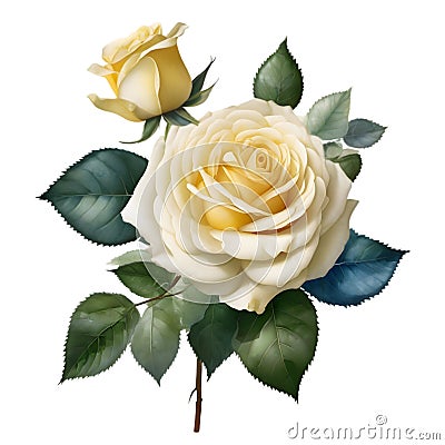 A beautiful, bright rose painting. AI-Generated. Stock Photo