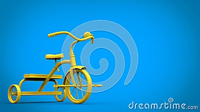 Beautiful bright yellow tricycle Stock Photo