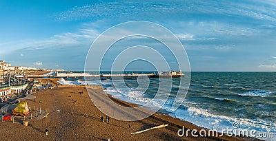 Beautiful Brighton beach view. Magical sunset and stormy weather in Brighton Editorial Stock Photo