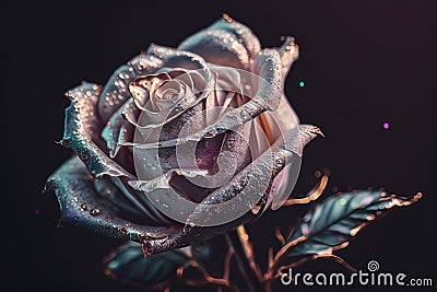 Beautiful bronze rose on a dark background. Stock Photo