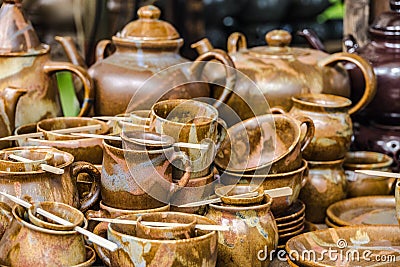 Beautiful brown ceramic porcelain Stock Photo