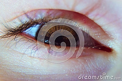 Beautiful brown eye of the child in a large approximation Stock Photo