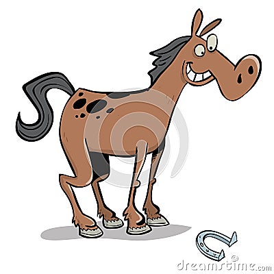 Beautiful brownn horse with black spots Stock Photo