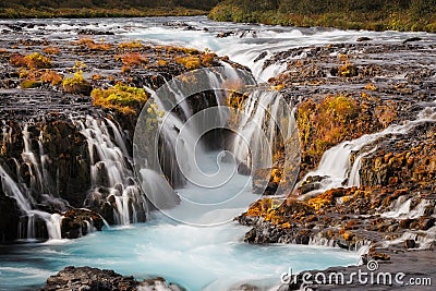 Beautiful Bruarfoss Waterfall, Iceland Stock Photo