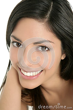 Beautiful brunette indian woman closeup portrait Stock Photo