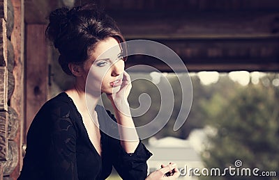 Beautiful brunette posing Stock Photo