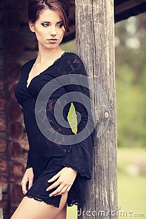 Beautiful brunette posing Stock Photo