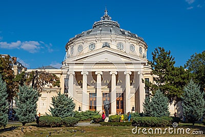 Bucharest Athenaeum building at summer. Editorial Stock Photo