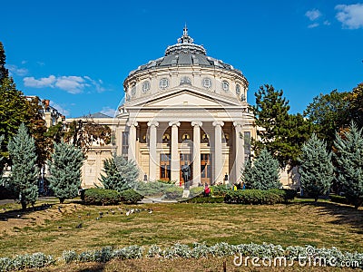 Bucharest Athenaeum building at summer. Editorial Stock Photo