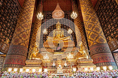 Beautiful buddha image in phra ubosot at Wat Hong Rattanaram Rat Stock Photo