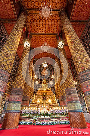 Beautiful buddha image in phra ubosot at Wat Hong Rattanaram Rat Stock Photo