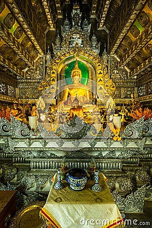 Beautiful Buddha Statue in Wat Sri Suphan Silver Temple Stock Photo