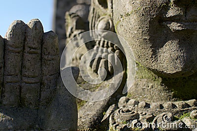 Beautiful buddha stone statue detail Stock Photo