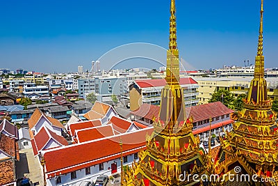 Beautiful Buddhist Stupas in Bangkok, Thailand Stock Photo