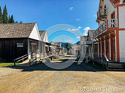 Beautiful buildings line the street of Barkerville. Editorial Stock Photo