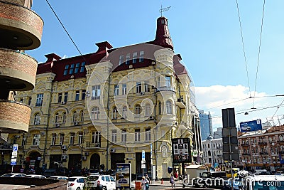 Beautiful buildings on the streets of the center of Kiev Editorial Stock Photo