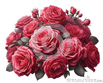 beautiful bunch of roses as a center piece bouquet on white background Cartoon Illustration