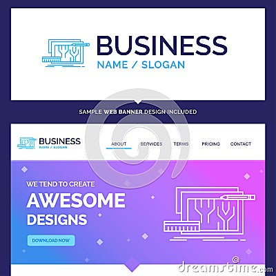 Beautiful Business Concept Brand Name Architecture, blueprint, c Vector Illustration