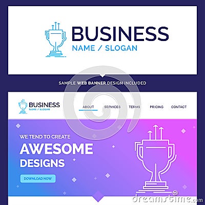 Beautiful Business Concept Brand Name award, competitive, cup, e Vector Illustration