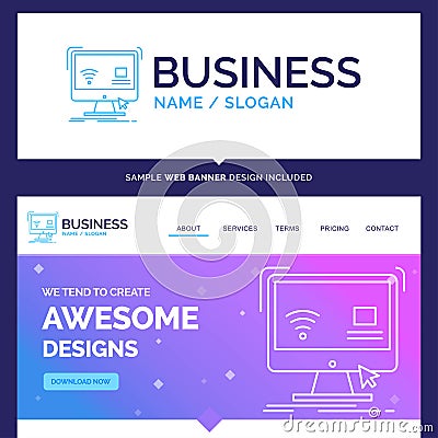 Beautiful Business Concept Brand Name Control, computer, monitor Vector Illustration