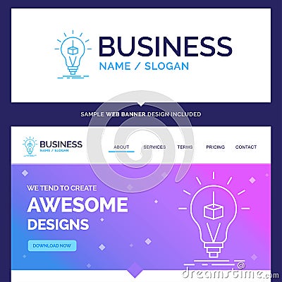 Beautiful Business Concept Brand Name 3d Cube, idea, bulb, print Vector Illustration