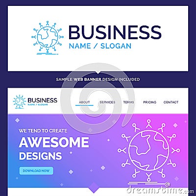 Beautiful Business Concept Brand Name global, student, network Vector Illustration