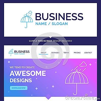 Beautiful Business Concept Brand Name Umbrella, camping, rain, s Vector Illustration