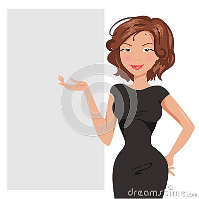 Beautiful business woman is about banner. Vector illustration Vector Illustration
