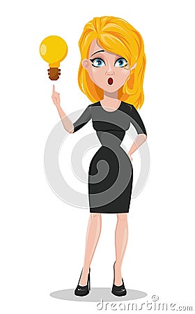 Beautiful business woman with a good idea Vector Illustration