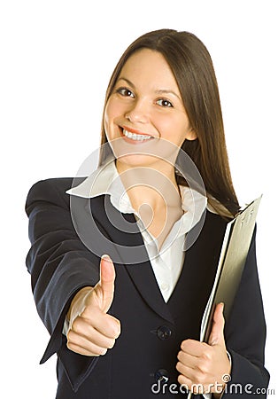 A beautiful businesswoman holding a clipboard Stock Photo