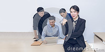 Beautiful businesswoman manager meeting with teamwork at office Stock Photo