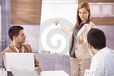 Beautiful businesswoman presenting to colleagues Stock Photo