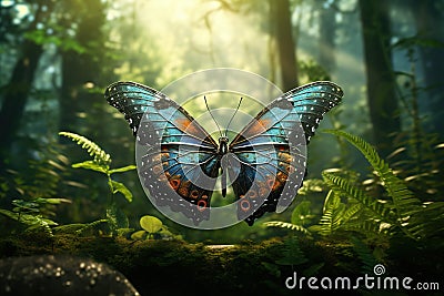 A beautiful butterfly electronics technology in the forest. Insect. Illustration, Generative AI Stock Photo