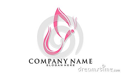 Beautiful butterfly elegant vector logo Vector Illustration