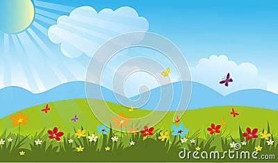 Summer field.Beautiful garden vector stock image Vector Illustration