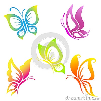 Beautiful butterfly icon set Vector Illustration