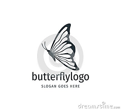 beautiful butterfly vector logo design with majestic detail feature on the wings in side view Stock Photo