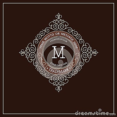 Beautiful calligraphic monogram emblem template. Vector Illustration