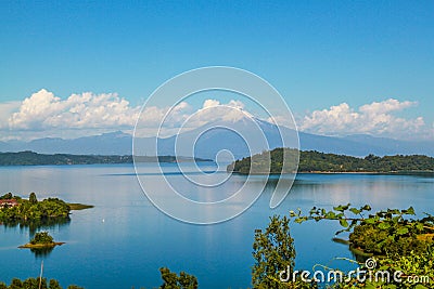 Beautiful calm lake near volcano Stock Photo