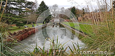 Canal Gardens and Fountain at Roundhay in Leeds West Yorkshire England Stock Photo