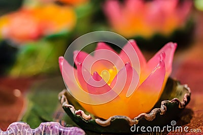 Beautiful Candle Aromatic made to resemble the lotus. Exotic Can Stock Photo