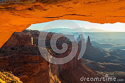 Beautiful Canyonlands view, from Mesa Arch Stock Photo