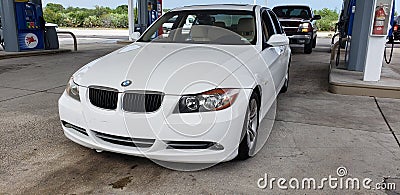 Beautiful car BMW 328i white Jacksonville Florida Editorial Stock Photo